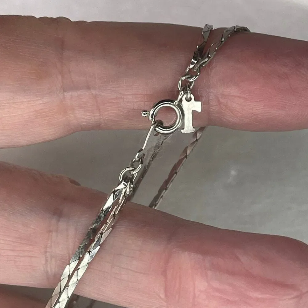 Vintage Trifari double chain silver tone bracelet.
